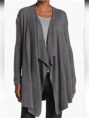 NWT Barefoot Dreams Cozychic Lite Calypso Wrap Cardigan – Graphite – S/M